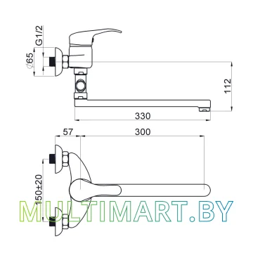 Смеситель Rubineta P-12/C Star (P2CK01) картинка 2